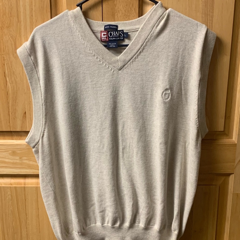 Chaps Ralph Lauren Mens Beige Sweater Vest